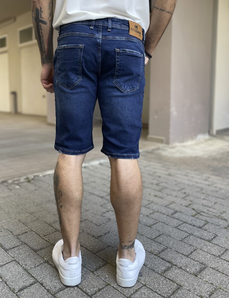 Ανδρική μπλε ξεβαμμένη ελαστική τζιν βερμούδα 20132 φωτογραφία